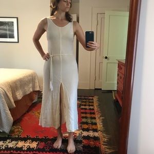 Reformation off-white sheer dress with center slip and low back